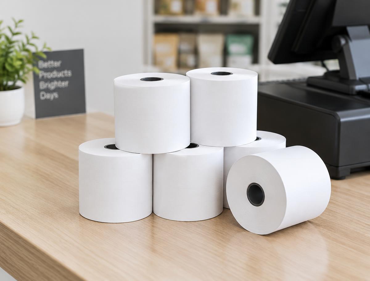 Illustrative image of printed & plain till rolls